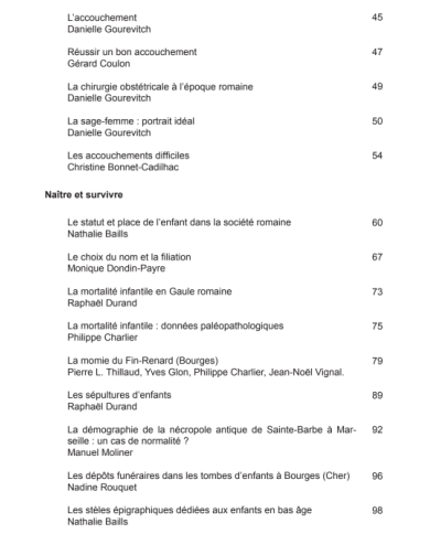 MATERNITÉ ET PETITE ENFANCE EN GAULE ROMAINE (2005)