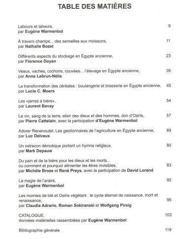 PAIN ET BIERE EN ÉGYPTE ANCIENNE - de la table à l’offrande (2004)