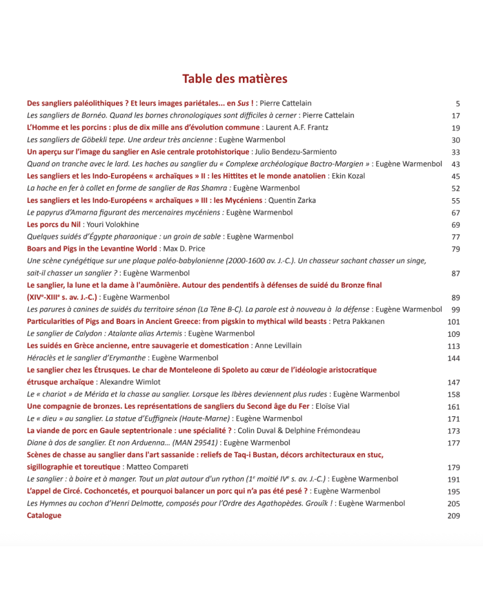 Sangliers et Cochons dans la Préhistoire et l'Antiquité (2025)