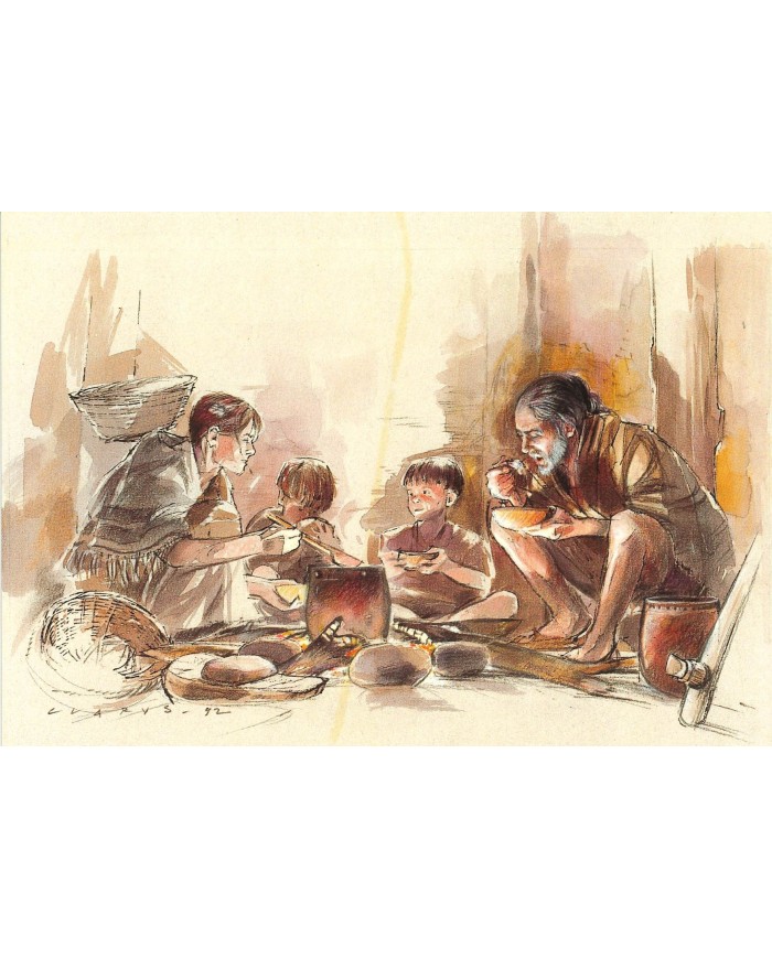 Carte postale - Repas familial